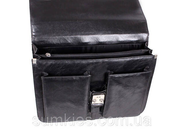 Чоловічий портфель зі штучної шкіри 302974 чорний - Фото 6