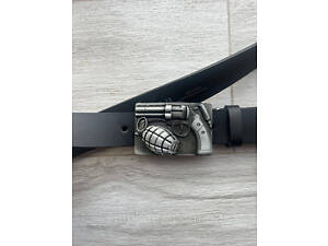 Чоловічий ремінь із натуральної шкіри під джинси 240424 чорний