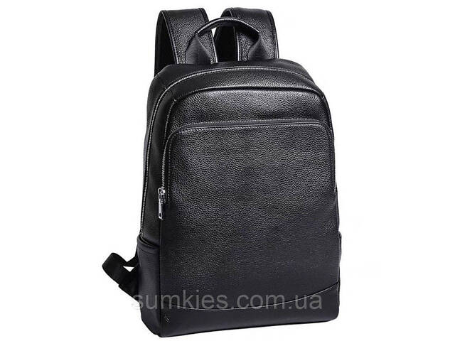 Чоловічий рюкзак шкіряний міський для ноутбука 28х40х14, сумка на спину для студента Tiding Bag , чорна - Фото 2