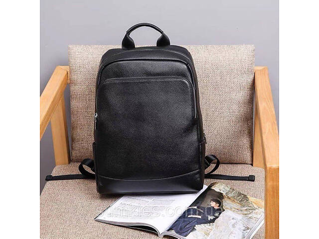 Чоловічий рюкзак шкіряний міський для ноутбука 28х40х14, сумка на спину для студента Tiding Bag , чорна - Фото 4