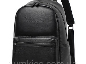 Чоловічий рюкзак з натуральної шкіри 28х39х15, наплічник для ноутбука та документів Tiding Bag 81809 чорний