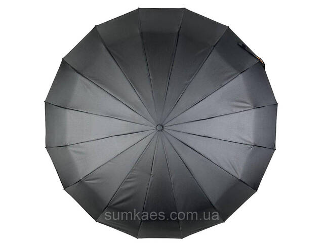 Чоловіча складана парасолька-автомат від Feeling Rain на 16 спиць антивітер, чорний, M 02316-1 - Фото 3