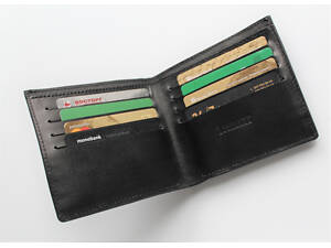 Мужской удобный кошелек из натуральной кожи 'Ricco' черный