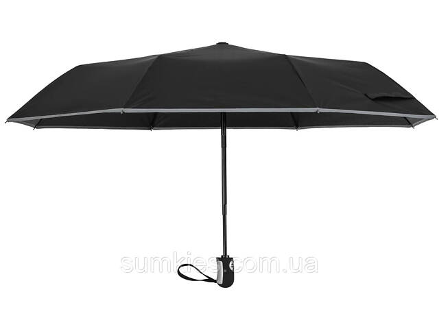 Мужской зонт полный автомат со светоотражающим кантом Topmove черный - Фото 1