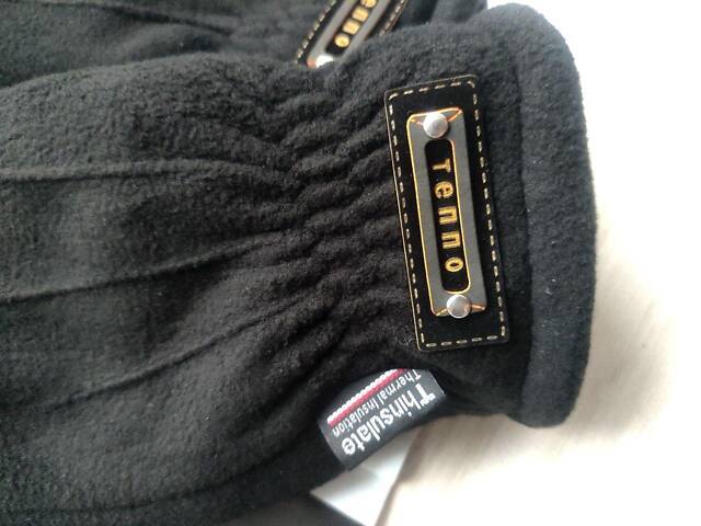 Мужские флисовые перчатки Thinsulate черные с манжетом - Фото 2