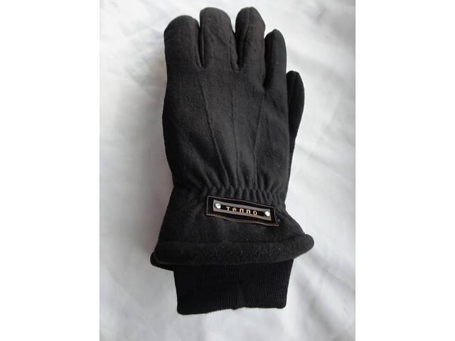 Мужские флисовые перчатки Thinsulate черные с манжетом - Фото 5