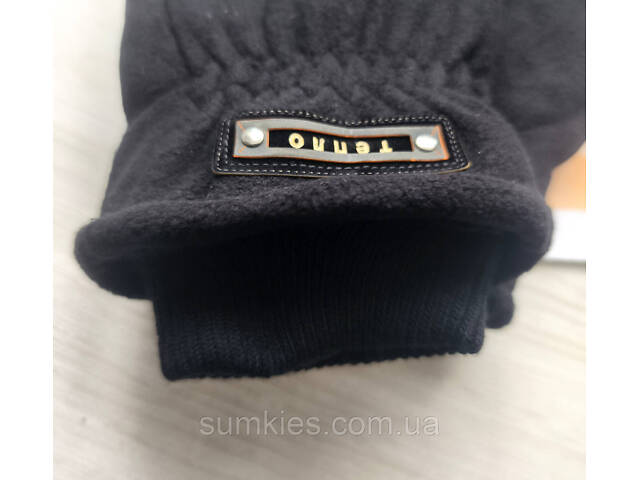 Мужские флисовые перчатки Thinsulate черные с манжетом - Фото 3