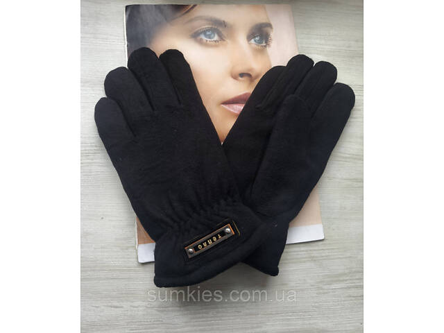 Мужские флисовые перчатки Thinsulate черные с манжетом - Фото 4