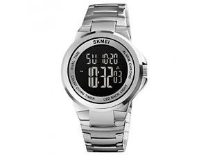 Чоловічий наручний годинник Skmei 1712 Сріблястий з чорним циферблатом