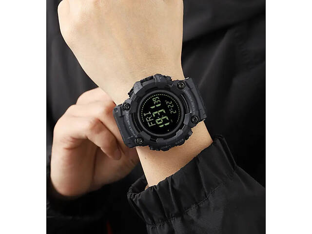 Мужские спортивные часы Skmei 2037 с компасом (Черные) - Фото 6