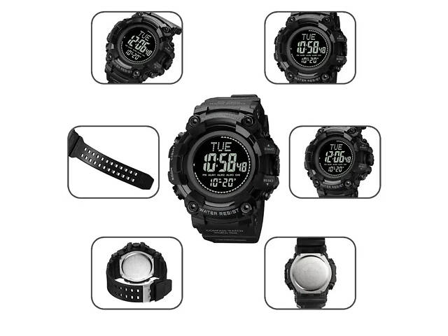 Мужские спортивные часы Skmei 2037 с компасом (Черные) - Фото 8