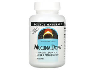 Мукуна жгучая, Mucuna Dopa, Source Naturals, 100 мг, 60 вегетарианских капсул