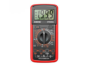 Мультиметр ANENG DT9205A-12, измерения: V, A, R, C, функция hFE