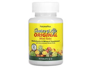 Мультивитамины и минералы, Multi-Vitamin & Mineral, Nature's Plus, Source of Life, 90 мини таблеток
