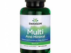 Мультивітаміни та мінерали Swanson Multi and Mineral Daily 100 caps (1086-100-70-2743399-20)