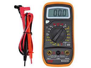 Мультиметр цифровой HAOYUE MAS830 батарейка 9V, 2 щупа, с прозвонкой и тестом транзисторов