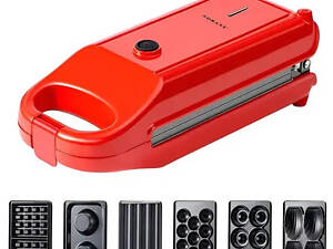 Мультипекар 6 в 1 Sokany SK-BBQ-836 700 Вт антипригарне покриття Червоний