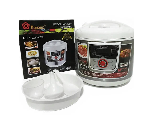 Мультиварка Domotec MS-7727 5 л 900 Вт, 12 режимів, Мультиварка електрична кухонна з чашею - Фото 1