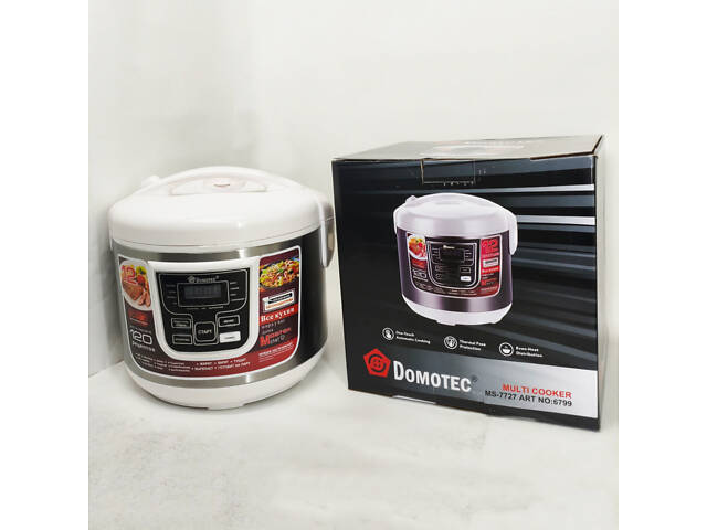 Мультиварка Domotec MS-7727 5 л 900 Вт, 12 режимів, Мультиварка електрична кухонна з чашею - Фото 1