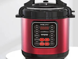 Мультиварка електрична на 5 л потужністю 1000 Вт. Sokany SK-2402 Червона Скороварка на 10 програм