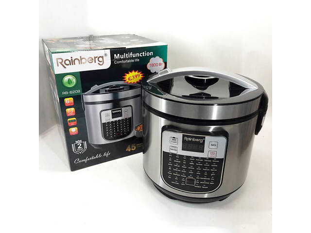 Мультиварка пароварка Rainberg RB-6209 45 програм 6л 1000W, Сенсорна мультиварка рисоварка - Фото 1