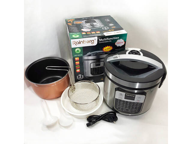 Мультиварка пароварка Rainberg RB-6209 45 програм 6л 1000W, Сенсорна мультиварка рисоварка - Фото 4