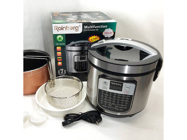Мультиварка пароварка Rainberg RB-6209 45 програм 6л 1000W, Сенсорна мультиварка рисоварка - Фото 5