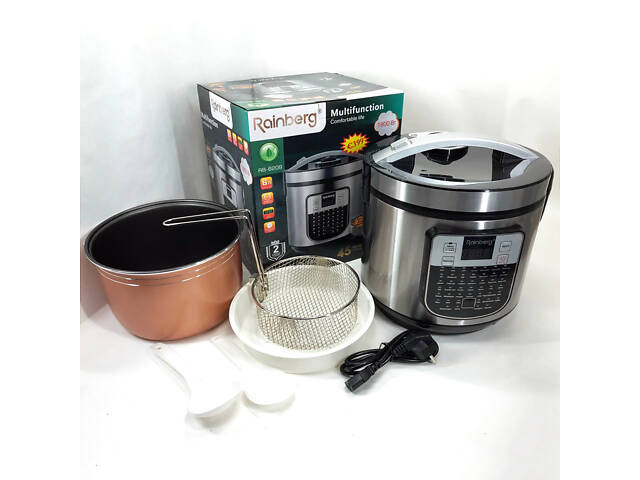 Мультиварка пароварка Rainberg RB-6209 45 програм 6л 1000W, Сенсорна мультиварка рисоварка - Фото 6