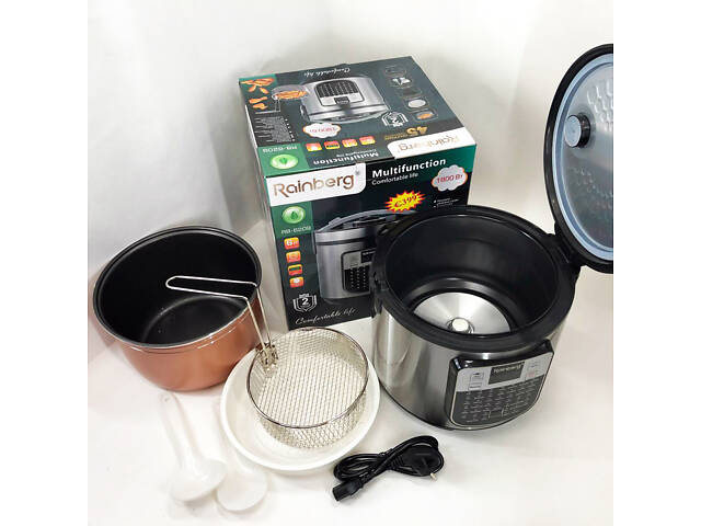 Мультиварка пароварка Rainberg RB-6209 45 програм 6л 1000W, Сенсорна мультиварка рисоварка - Фото 7