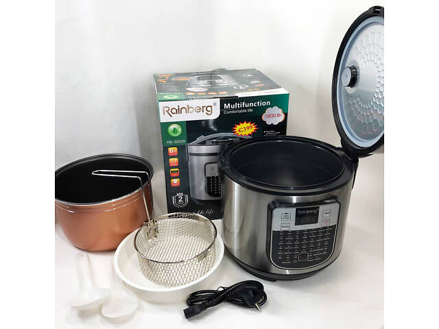 Мультиварка пароварка Rainberg RB-6209 45 програм 6л 1000W, Сенсорна мультиварка рисоварка - Фото 8