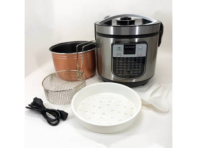 Мультиварка пароварка Rainberg RB-6209 45 програм 6л 1000W, Сенсорна мультиварка рисоварка - Фото 11