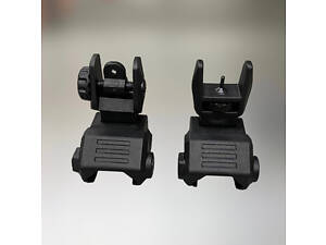 Мушка и целик низкие, DLG TACTICAL (DLG-166), цвет Черный, съемные на Picatinny, откидные