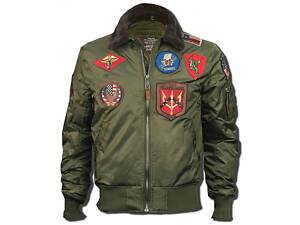 Бомбер Top Gun Official B-15 Flight Bomber Jacket with Patches (оливковый)