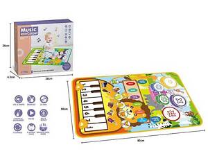 Музичний килимок MTK 035-1 A (72/2) на батарейках, музика, звук, музичні інструменти, запис, режим гучності,барабанні палич, розмір 80х50 см, в корбці