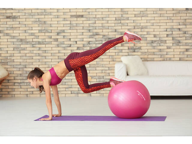 М'яч для фітнесу (фітбол) Power System PS-4018 Ø85 cm PRO Gymball Pink - Фото 8