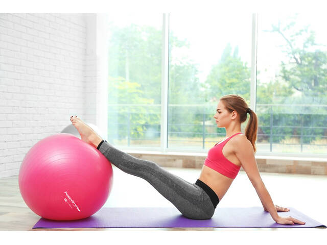 М'яч для фітнесу (фітбол) Power System PS-4018 Ø85 cm PRO Gymball Pink - Фото 9