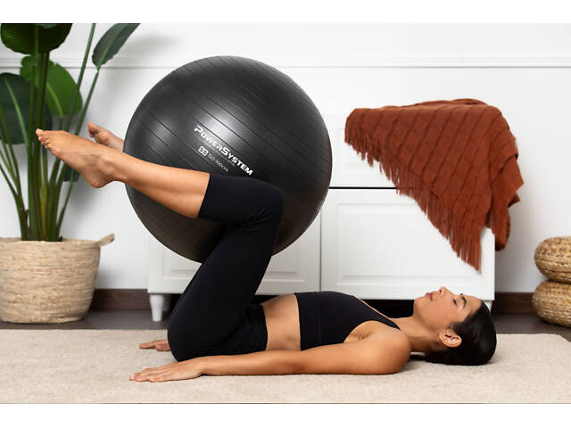 М'яч для фітнесу (фітбол) Power System PS-4013 Ø75 cm PRO Gymball Black - Фото 8