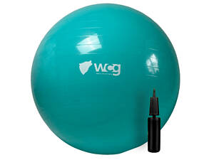Мяч для фитнеса (фитбол) WCG 65 Anti-Burst 300кг Бирюзовый + насос