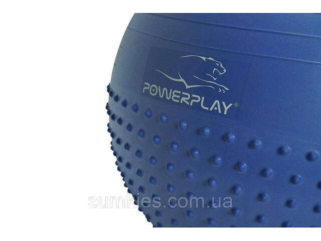 М'яч для фітнесу (фітбол) напівмасажний PowerPlay 4003 Ø65 cm Gymball Синій + помпа - Фото 3