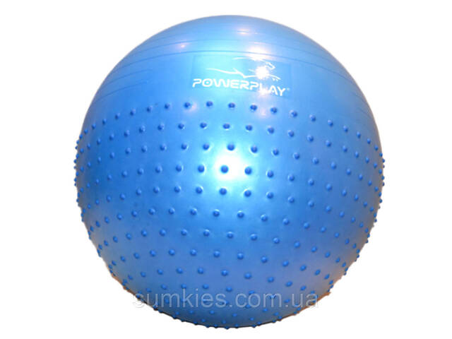 М'яч для фітнесу (фітбол) напівмасажний PowerPlay 4003 Ø65 cm Gymball Синій + помпа - Фото 4
