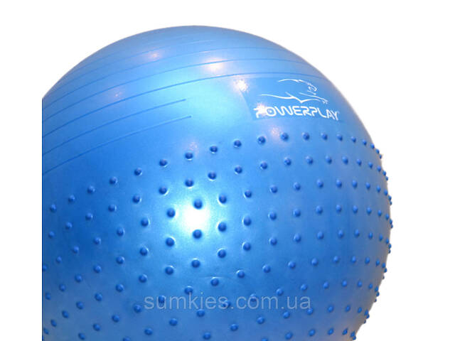 М'яч для фітнесу (фітбол) напівмасажний PowerPlay 4003 Ø65 cm Gymball Синій + помпа - Фото 6