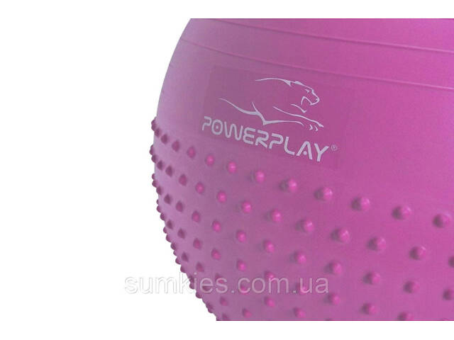 М'яч для фітнесу (фітбол) напівмасажний PowerPlay 4003 Ø75 cm Gymball Бузковий + помпа - Фото 2