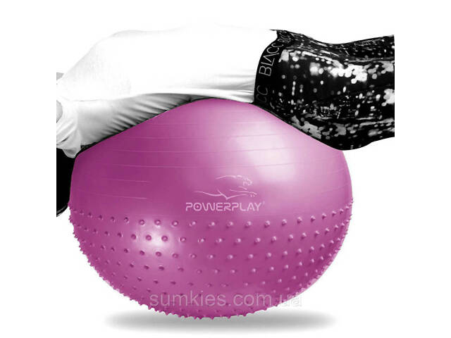 М'яч для фітнесу (фітбол) напівмасажний PowerPlay 4003 Ø75 cm Gymball Бузковий + помпа - Фото 3