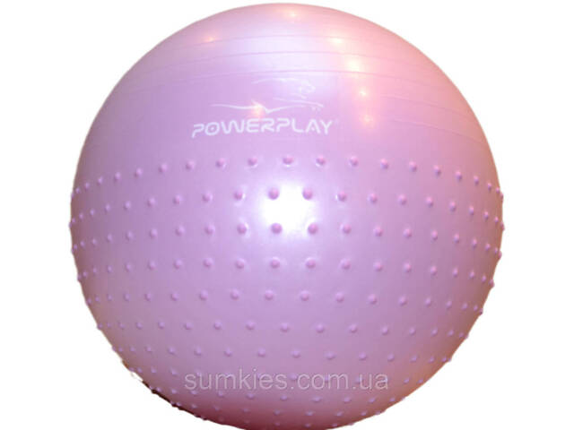 М'яч для фітнесу (фітбол) напівмасажний PowerPlay 4003 Ø75 cm Gymball Бузковий + помпа - Фото 4