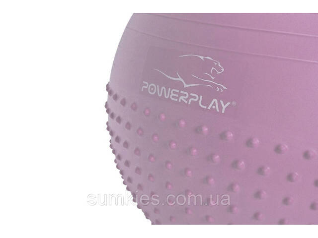 М'яч для фітнесу (фітбол) напівмасажний PowerPlay 4003 Ø65 cm Gymball Ліловий + помпа - Фото 2