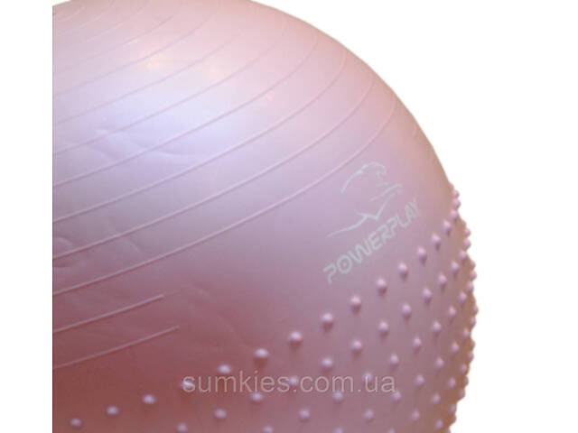 М'яч для фітнесу (фітбол) напівмасажний PowerPlay 4003 Ø65 cm Gymball Ліловий + помпа - Фото 6