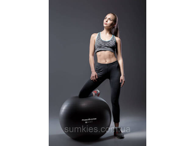 М'яч для фітнесу (фітбол) Power System PS-4013 Ø75 cm PRO Gymball Black - Фото 2