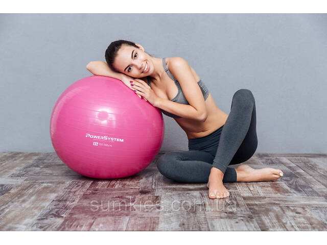 М'яч для фітнесу (фітбол) Power System PS-4013 Ø75 cm PRO Gymball Pink - Фото 3