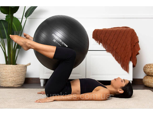 М'яч для фітнесу (фітбол) Power System PS-4013 Ø75 cm PRO Gymball Black - Фото 8