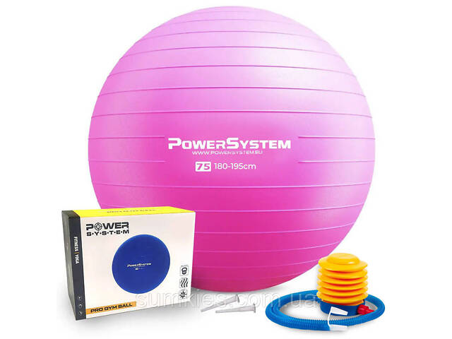М'яч для фітнесу (фітбол) Power System PS-4013 Ø75 cm PRO Gymball Pink - Фото 1